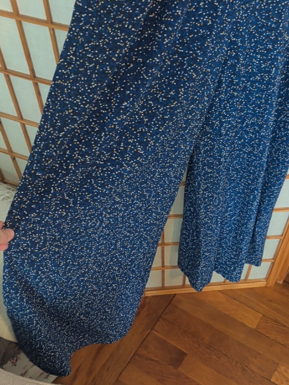Max Studio Navy Blue Floral Ruffle Jumpsuit - Picture 3 of 5